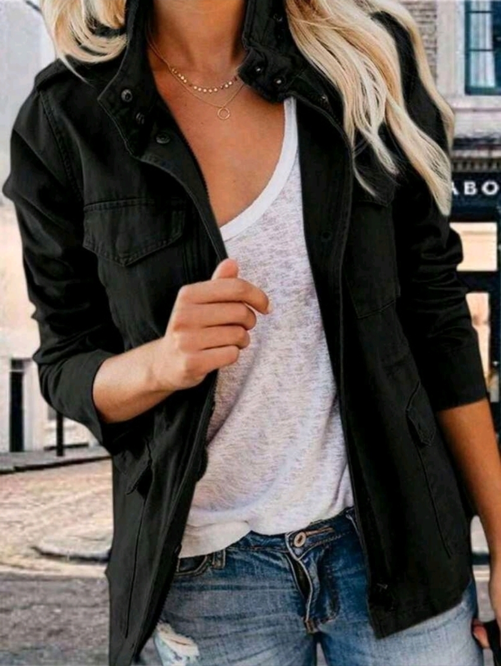 Black Women’s Utility Jacket - Classic Lightweight Coat